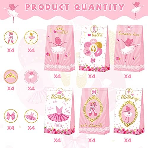 Jecery 24 Pcs Mini Ballerina Gift Bags for Birthday Parties