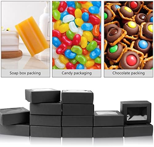 BadenBach 50-Pack Mini Kraft Gift Boxes with Clear Windows