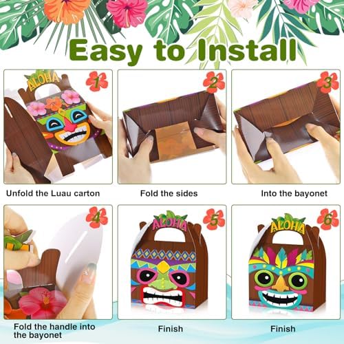 Glenmal 24 Pcs Tiki Luau Treat Boxes with Handles 1