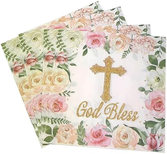 40Pcs Floral God Bless Napkins for Baptism Celebration