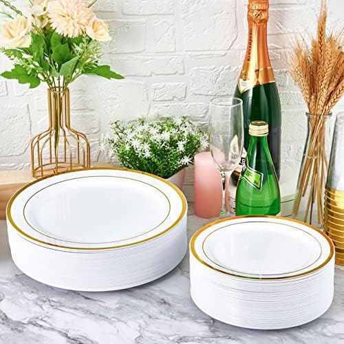 JollyPack 100 Piece Gold Plastic Party Plates
