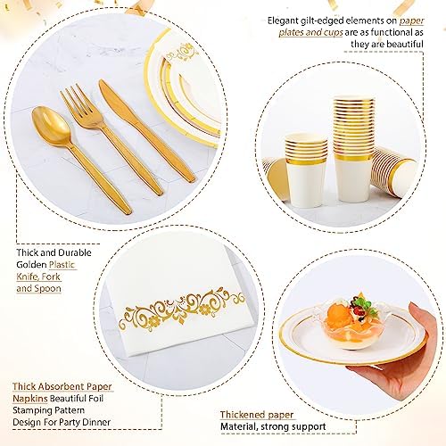 700 Pcs Gold Dinnerware Set for 100 Guests