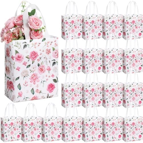Supervitae 24 Pack Pink Floral Gift Bags