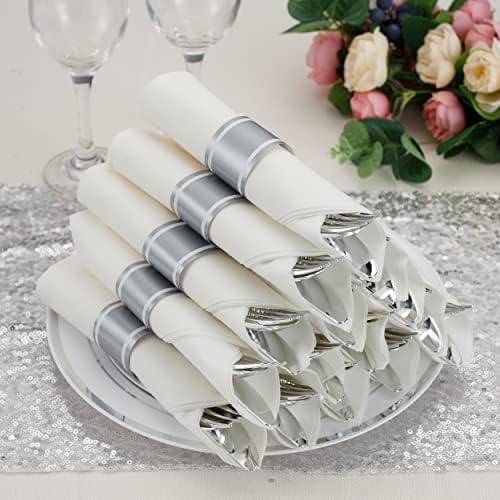 50 Pack Silverware Set with Napkins for Parties