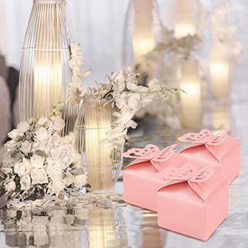 Kslong 50pcs Pink Butterfly Favor Boxes