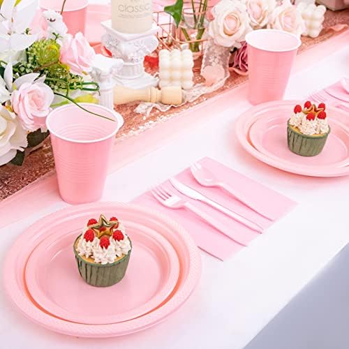 WELLIFE 210 Piece Pink Party Supplies Set