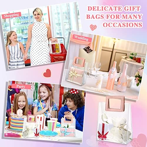 15 Pack Clear Gift Bags with Handles for Events