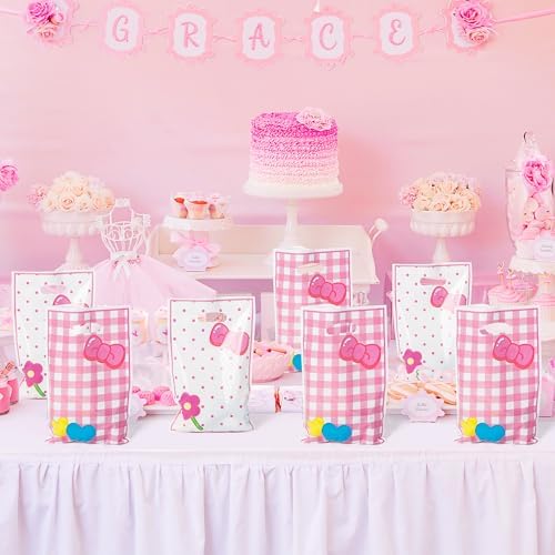 50Pcs Pink Cat Party Favor Bags with Handles