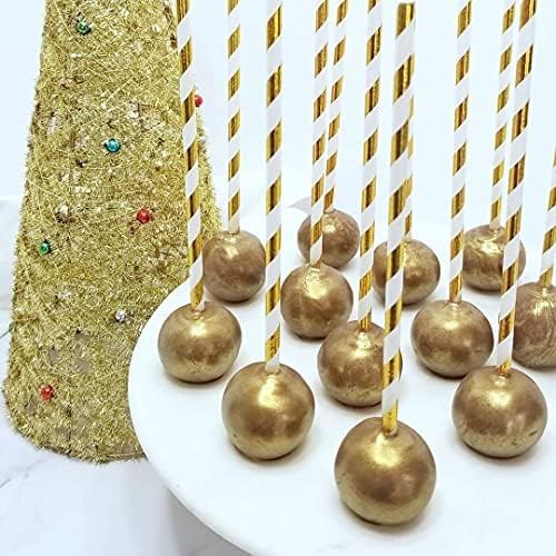 Alink Biodegradable Gold Paper Straws Pack of 100