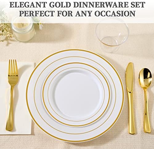 FOCUSLINE 600 Ct Gold Dinnerware Set for 100 Guests