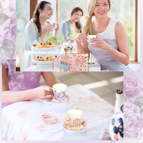 40 Set Floral Tea Cups and Saucers with Handle