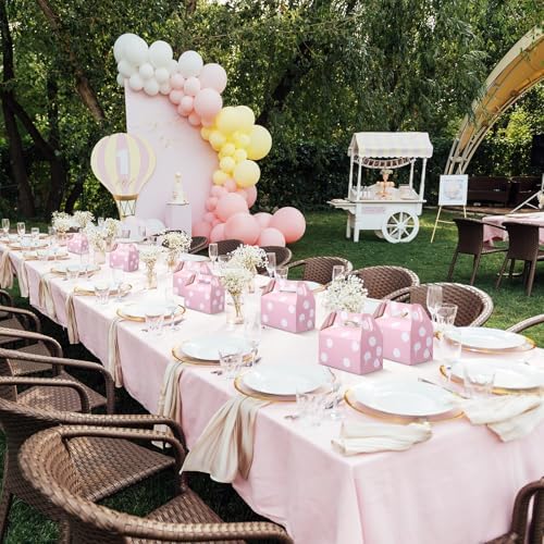 TecUnite 50 Pcs Pink Polka Dot Gift Boxes with Handles