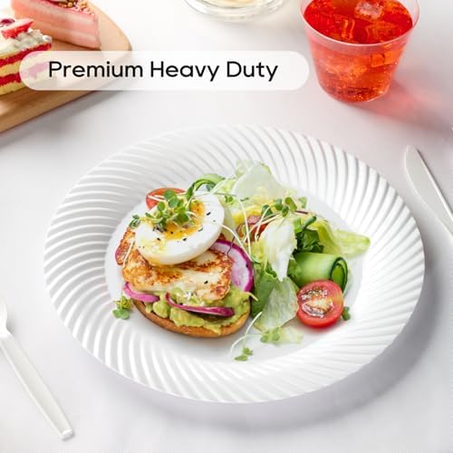 FOCUSLINE 7 Inch White Plastic Plates 100 Count