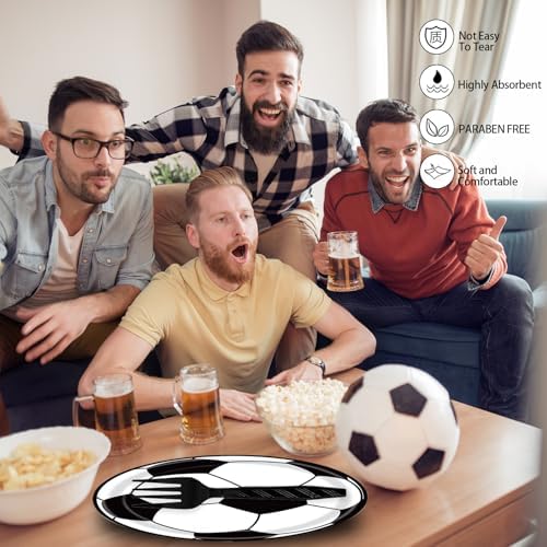 72 Pcs Soccer Themed Paper Plates Napkins Set