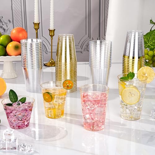 Goodluck 10 Oz 50 Pc Gold Glitter Plastic Cups for Parties