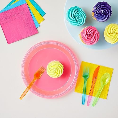 Juvale 216 Piece Rainbow Plastic Cutlery Set for Parties