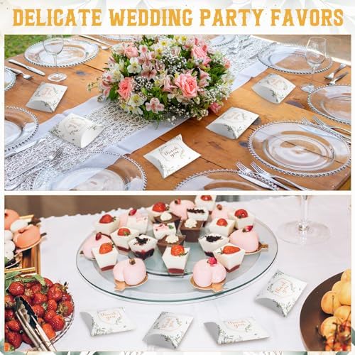 Haomian 100 PCS Kraft Paper Pillow Gift Boxes for Parties and Weddings