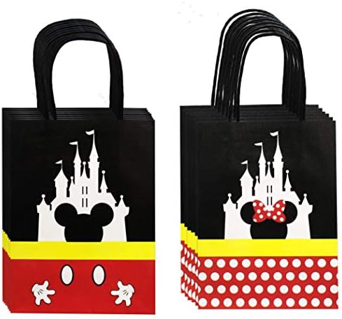 MOAXMOA Mickey Mouse Theme Treat Bags with Handles - 12PCS