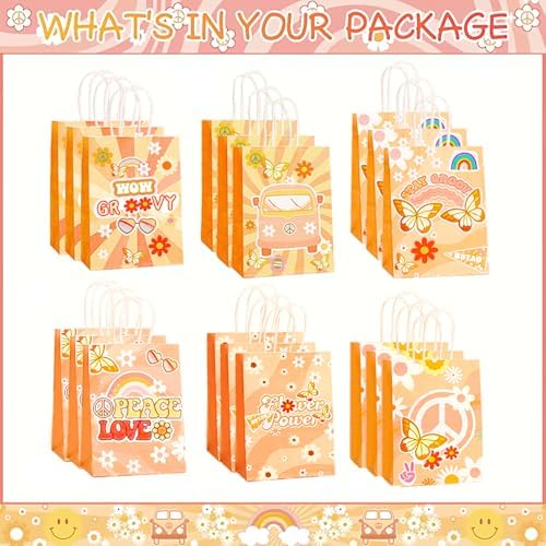 Czwxoxo 24 Pcs Groovy Retro Party Favor Bags