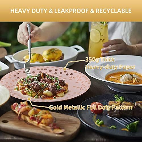 Pink Rose Gold Dots 7 Inch Paper Plates 50 PCS