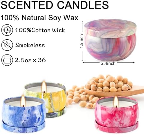 Onebird Set of 36 Aromatherapy Candles with Natural Soy Wax and Essential Oils