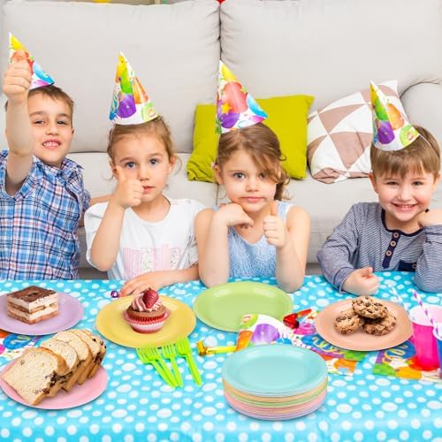 72 Pieces Pastel Rainbow Paper Plates 7 Inch Bulk Plates