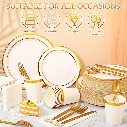 700 Pcs Gold Dinnerware Set for 100 Guests