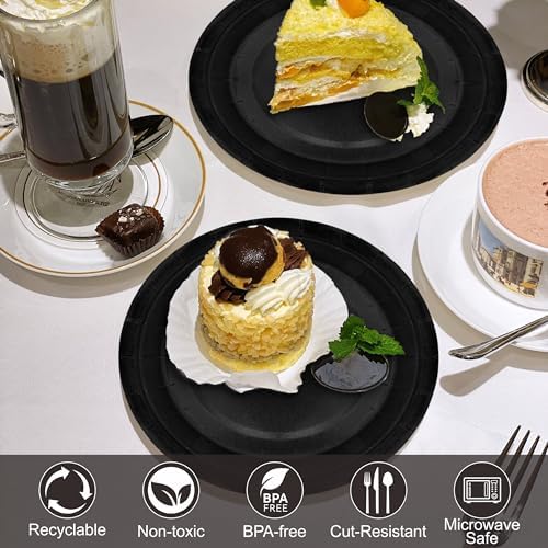 40Pcs Black Disposable Paper Plates Set for Parties and Events