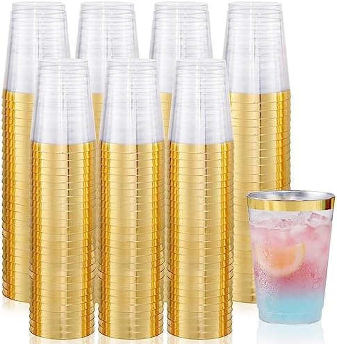 Supernal 200pcs Gold Plastic Cups for Parties