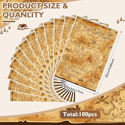 Pajean Pirate Party Favor Bags 100 Pcs Treasure Map Gift Wrapping
