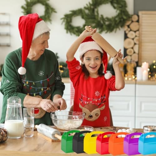 CHNLML 12 Pack Treat Boxes with Handles Red
