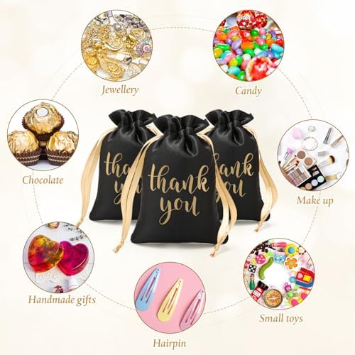 Sieral 50 Pcs Drawstring Thank You Satin Gift Bags