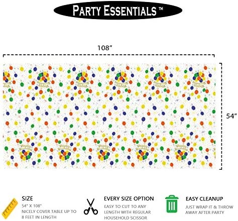 Party Essentials Heavy Duty Plastic Table Cover Happy Birthday 54x108