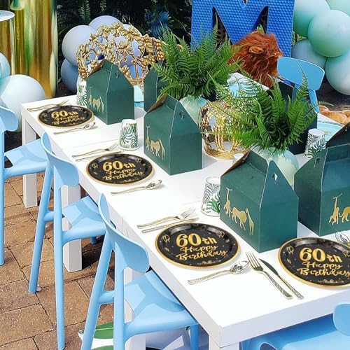 60th Birthday Plates And Napkins 50pcs 9 Black Party Decorations