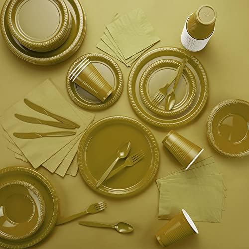 Amcrate 18-Ounce Plastic Cups 50 Pack Gold