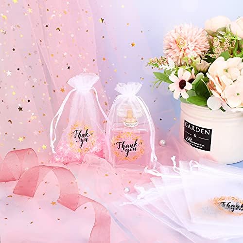 Shappy 100 Pcs Thank You Organza Bags with Drawstring