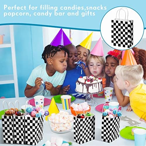Gersoniel 24 Checkered Race Treat Bags with Handle