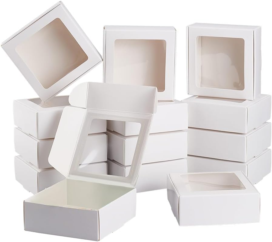 BENECREAT 20 Pack Clear Window Gift Boxes