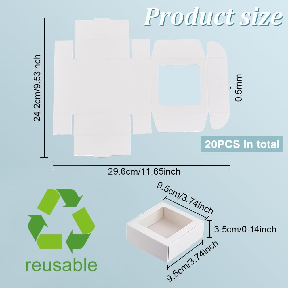 BENECREAT 20 Pack Clear Window Gift Boxes