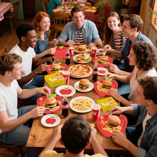 40 PCS Back to School Apple Plates and Napkins Set