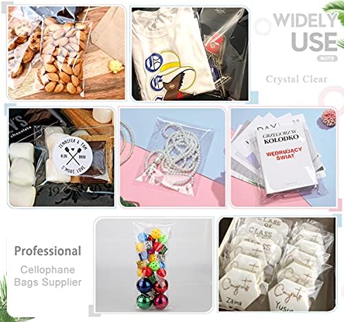 LEOSINDA 100 pcs 3 x 11 Inch Clear Self Seal Cellophane Bags