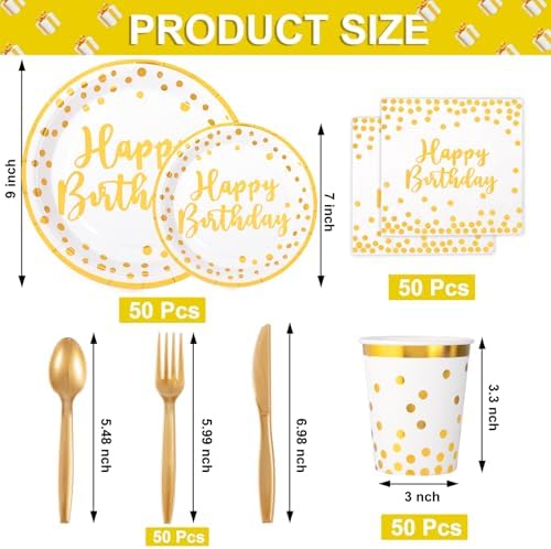 Supernal 350pcs Birthday Plates and Napkins Set