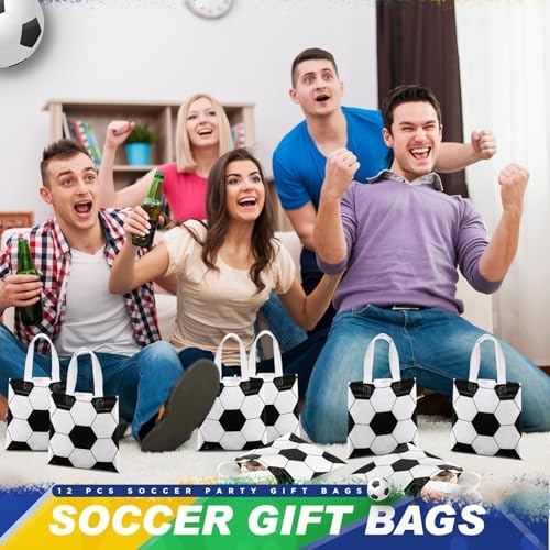 Sweetude 12 Pcs Soccer Gift Bags with Handles