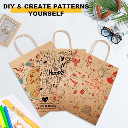 BAG BOX 80 Pack Brown Paper Bags with Handles