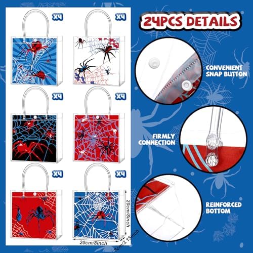 24 Pcs Spider Clear Gift Bags with Handles