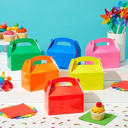 BLUE PANDA 24 Pack Rainbow Gable Boxes for Party Favors