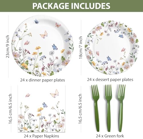 Audree 96 Pcs Wildflower Party Supplies Set