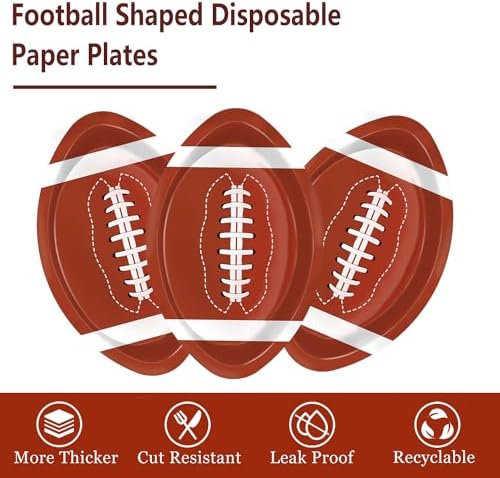 50Pcs Football Shaped Disposable Paper Plates