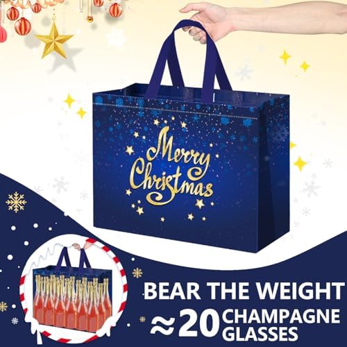 12 Pack Extra Large Christmas Gift Bags with Handles