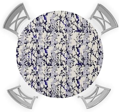 Gradient Branches Round Waterproof Table Cover Fitted Tablecloth